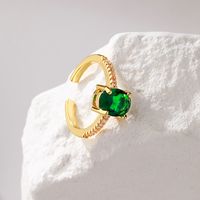 Fashion Geometric Copper Gold Plated Zircon Open Ring 1 Piece main image 3