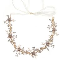 Simple Pearl Bridal Hair Band Rose Gold Jelly Rhinestone Alloy Headband Wedding Headwear Accessories sku image 2
