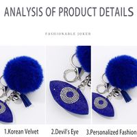 Simple Style Devil's Eye Flannel Inlay Rhinestones Unisex Bag Pendant Keychain 1 Piece main image 2