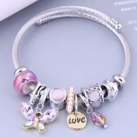 Cute Animal Letter Stainless Steel Plating Inlay Opal Cuff Bracelets main image 1