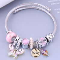 Cute Animal Letter Stainless Steel Plating Inlay Opal Cuff Bracelets main image 2