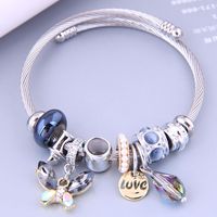 Cute Animal Letter Stainless Steel Plating Inlay Opal Cuff Bracelets main image 4