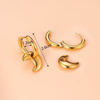 Fashion Pentagram Moon Stainless Steel Titanium Steel Gold Plated Earrings 1 Pair main image 4