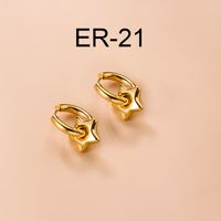Fashion Pentagram Moon Stainless Steel Titanium Steel Gold Plated Earrings 1 Pair sku image 6