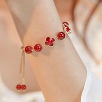 Retro Fashion Ethnic Style Leaf Alloy Metal Artificial Gemstones Beads Unisex Bracelets sku image 6