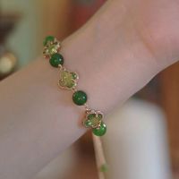 Retro Fashion Ethnic Style Leaf Alloy Metal Artificial Gemstones Beads Unisex Bracelets sku image 7
