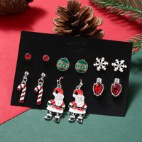 Sweet Santa Claus Snowflake Alloy Enamel Women's Earrings 1 Set main image 4