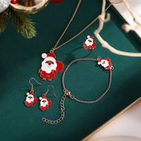 Cartoon Style Christmas Hat Christmas Tree Antlers Alloy Plating Women's Bracelets Earrings Necklace 4 Piece Set main image 6