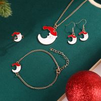Cartoon-stil Weihnachtsmütze Weihnachtsbaum Geweih Legierung Überzug Frau Armbänder Ohrringe Halskette 4-teiliges Set sku image 1