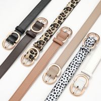 Fashion Solid Color Leopard Pu Leather Alloy Women's Leather Belts 1 Piece main image 2
