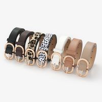 Fashion Solid Color Leopard Pu Leather Alloy Women's Leather Belts 1 Piece main image 1