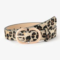 Fashion Solid Color Leopard Pu Leather Alloy Women's Leather Belts 1 Piece sku image 6