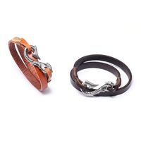 Simple Style Irregular Alloy Leather Men's Bracelets 1 Piece main image 5