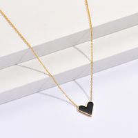 Fashion Heart Shape Stainless Steel Enamel Necklace sku image 1