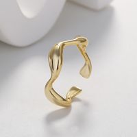 Simple Style Waves Lines Brass Gold Plated Open Ring In Bulk main image 2