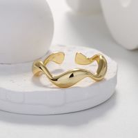 Simple Style Waves Lines Brass Gold Plated Open Ring In Bulk main image 3