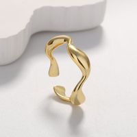 Simple Style Waves Lines Brass Gold Plated Open Ring In Bulk main image 4