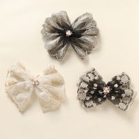 Sweet Bow Knot Imitation Pearl Cloth Lace Hair Clip 1 Piece main image 6
