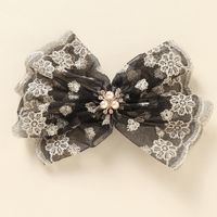 Sweet Bow Knot Imitation Pearl Cloth Lace Hair Clip 1 Piece main image 5