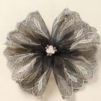 Sweet Bow Knot Imitation Pearl Cloth Lace Hair Clip 1 Piece main image 3