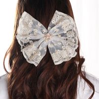 Sweet Bow Knot Imitation Pearl Cloth Lace Hair Clip 1 Piece main image 1