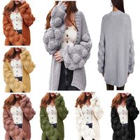 Women's Cardigan Long Sleeve Sweaters & Cardigans Braid Fashion Solid Color main image 1