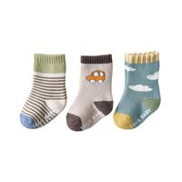 Kid's Cute Round Dots Stripe Solid Color Cotton Jacquard Ankle Socks 1 Pair main image 3