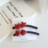 Fashion Pentagram Heart Shape Flannel Handmade Hair Clip 1 Set sku image 1