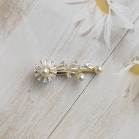 Simple Style Flower Alloy Handmade Inlay Rhinestones Pearl Hair Clip sku image 3