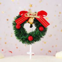 Christmas Wreath Bow Knot Bell Plastic Party Cake Decorating Supplies 1 Piece sku image 3