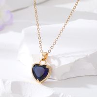 Fashion Heart Shape Alloy Inlay Glass Women's Pendant Necklace 1 Piece sku image 2