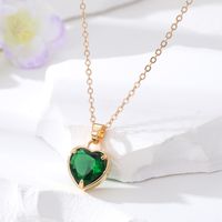Fashion Heart Shape Alloy Inlay Glass Women's Pendant Necklace 1 Piece sku image 4