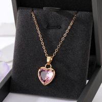 Fashion Heart Shape Alloy Inlay Glass Women's Pendant Necklace 1 Piece sku image 6
