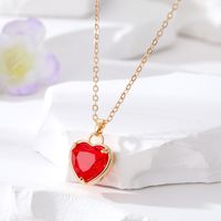 Fashion Heart Shape Alloy Inlay Glass Women's Pendant Necklace 1 Piece sku image 7