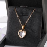 Fashion Heart Shape Alloy Inlay Glass Women's Pendant Necklace 1 Piece sku image 8
