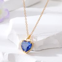 Fashion Heart Shape Alloy Inlay Glass Women's Pendant Necklace 1 Piece sku image 10