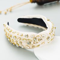 Fashion  Gold Velvet Hand-stitched Full Diamond Headband sku image 9