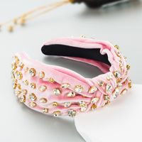 Fashion  Gold Velvet Hand-stitched Full Diamond Headband sku image 8