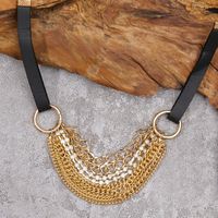 Simple Style Geometric Pu Leather Alloy Chain Women's Necklace 1 Piece main image 4