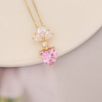 Fashion Rabbit Heart Shape Carrot Stainless Steel Copper Plating Zircon Pendant Necklace 1 Piece main image 4