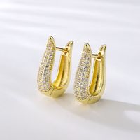 1 Pair Fashion Geometric Gold Plated Copper Zircon Gold Plated Earrings main image 4