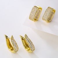1 Pair Fashion Geometric Gold Plated Copper Zircon Gold Plated Earrings main image 1