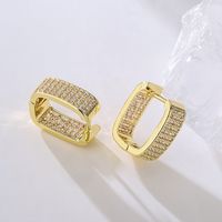1 Pair Fashion Geometric Gold Plated Copper Zircon Gold Plated Earrings main image 2