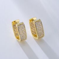 1 Pair Fashion Geometric Gold Plated Copper Zircon Gold Plated Earrings main image 3