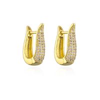 1 Pair Fashion Geometric Gold Plated Copper Zircon Gold Plated Earrings sku image 1