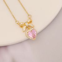 Fashion Rabbit Heart Shape Carrot Stainless Steel Copper Plating Zircon Pendant Necklace 1 Piece sku image 11