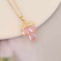 Fashion Rabbit Heart Shape Carrot Stainless Steel Copper Plating Zircon Pendant Necklace 1 Piece sku image 7