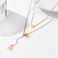 Fashion Letter Lock Titanium Steel Necklace 1 Piece main image 8