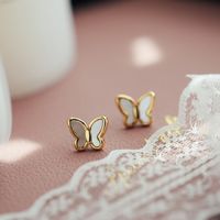 Korean Style Butterfly Titanium Steel Plating Shell Earrings 1 Pair main image 1