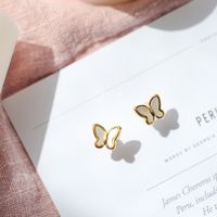Korean Style Butterfly Titanium Steel Plating Shell Earrings 1 Pair main image 4